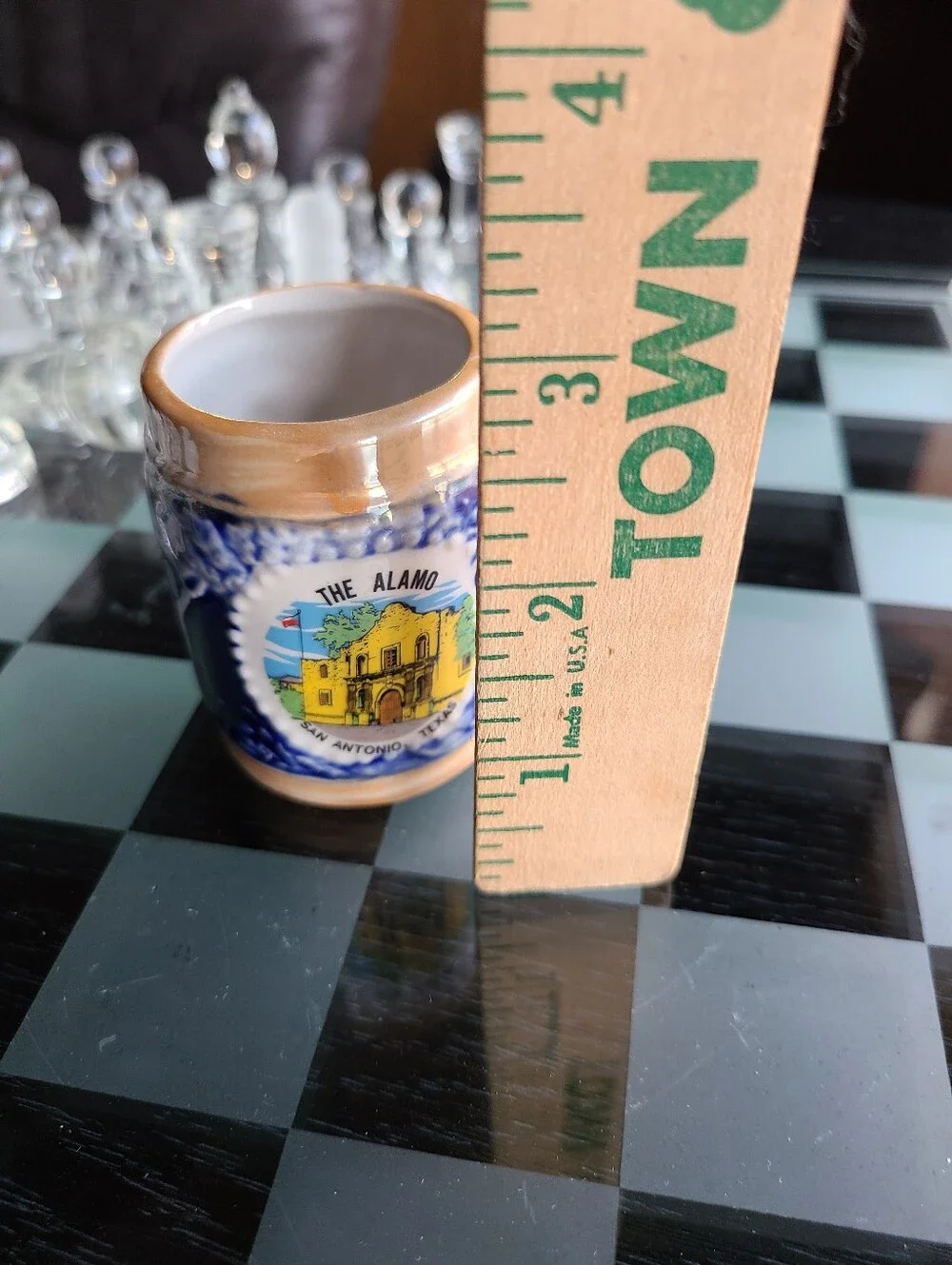The Alamo San Antonio Ceramic Mini Mug - Blue & Tan